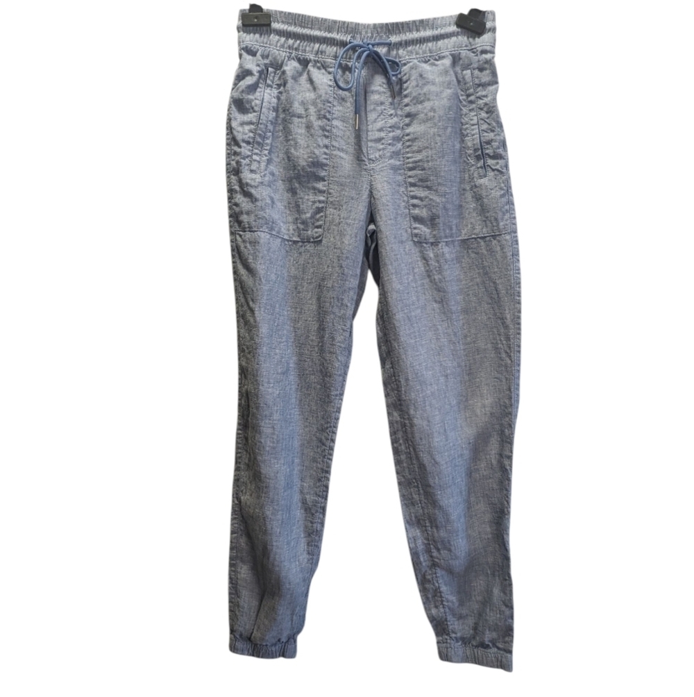 Athleta Women's Blue Linen Track Pants Size 2. Athletic Casual Cottage Corr